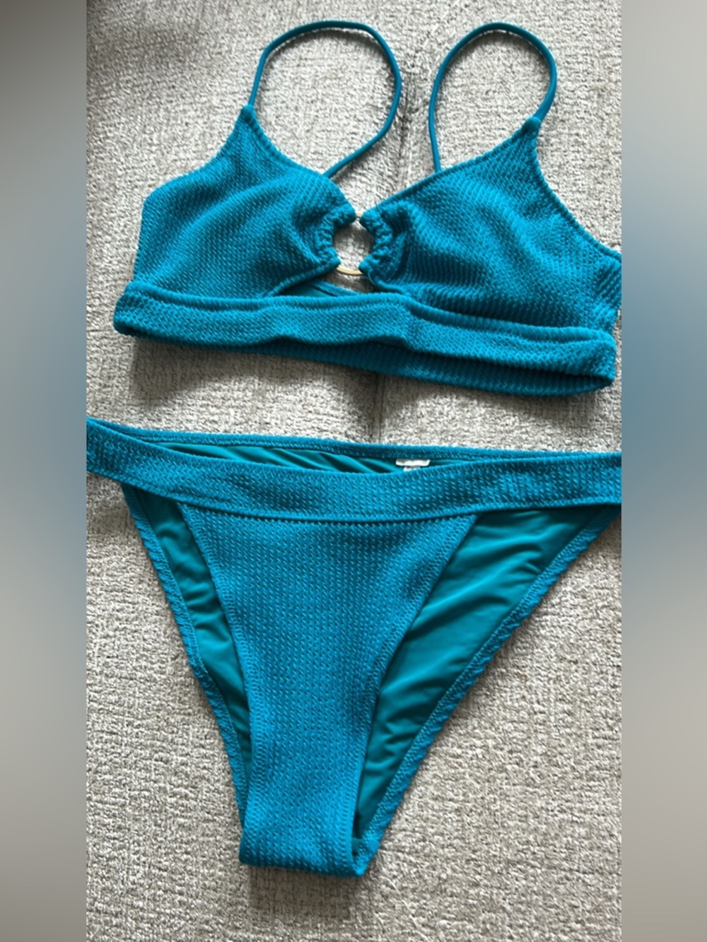 Arie Textured Teal Women's Bikini Set - Swim Top & Bottom